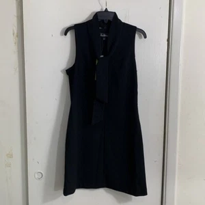 Sam Edelman Scarf Shift Dress Womens Size 6 Black Sleeveless Necktie 03F729 New - Picture 1 of 16
