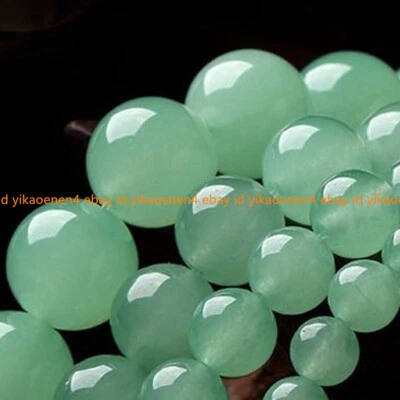 4/6/8/10/12MM Natural Smooth Light Green Jade Round Gemstone Loose Beads 15'' - Image 1 of 4
