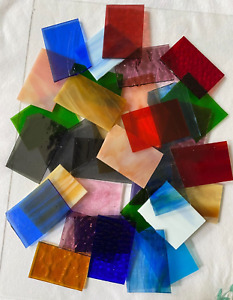 Stained Glass 2 lb Scrap Pieces Assorted Colors for Mosaics, Crafts 2"x3" pieces