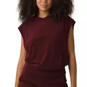 PrAna Anillio Womens Active Wear Top Large Maroon Terry Cloth Sleeveless Yoga - Picture 1 of 15