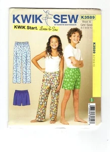 Easy Sewing Pattern Boys, Girls Sleep Pants, Shorts Kwik Sew K3589, Uncut F/F - Picture 1 of 3