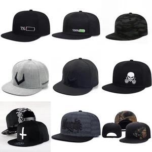 Baseball Cap Snapback Flat Peak Men Women Hip Hop Rap Sport Hat UK - Picture 1 of 10