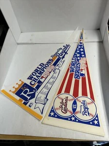 Lot Of 2. Vintage 1985 Kansas City Royals World Series Pennant - Picture 1 of 14