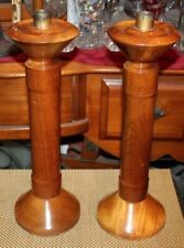 Large Pair Wood Candlestick Holders Religious Church Pillar Candle Holders