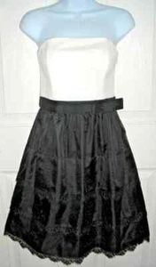 White House Black Market Feel Beautiful Ivory/Black Strapless Bow Dress Sz 6 NWT - Picture 1 of 7