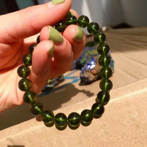 Moldavite Czech Natural Moldavite Crystal Bracelet Meteorite Impact Glass 8mm - Picture 1 of 11