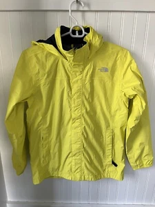 North Face Yellow Nylon Polyester Lined Zip Hooded Rain Jacket Size L (14-16) - Picture 1 of 7