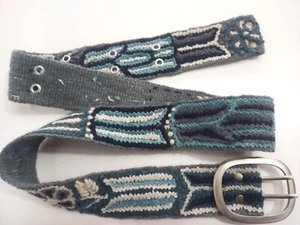 PERUVIAN INCA ART, GRAY HAND EMBROIDERED BELT, LADY BELTS. - Picture 1 of 20