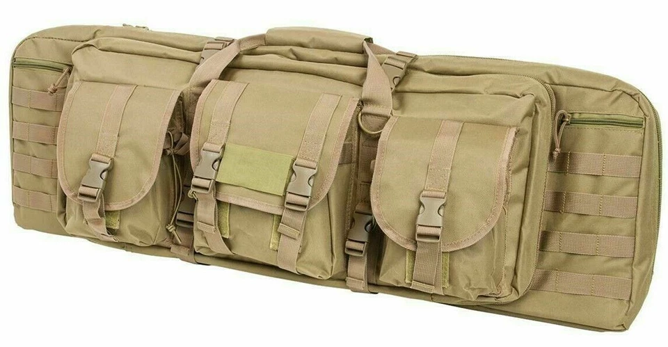 VISM Double Carbine Case 42" Tactical Dual Rifle Range Bag Shooting Hunting TAN - Image 1 of 4