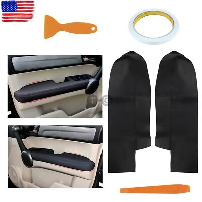 Fits 2007-2009 Honda CR-V CRV Leather Front Door Panels Armrest Cover 2pcs Black - Image 1 of 4