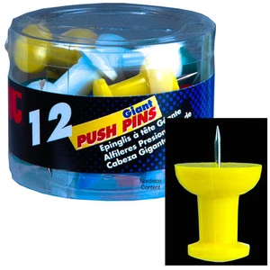 OIC 92902 Giant Push Pins, Assorted Colors, Tub of 12 - Picture 1 of 2