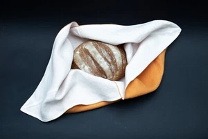 Linen Bento Bag double-Layer Handmade bread bag Japanese style bag Amber color - Picture 1 of 9