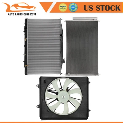 Radiator Condenser Cooling Fan Kit Fit for 11 2012 2013 2014-2017 Honda Odyssey - Image 1 of 4
