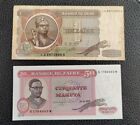 Zaire, 50 Makuta, 1980 UNC Condition And 1 Zaire Note Good Condition Two Notes