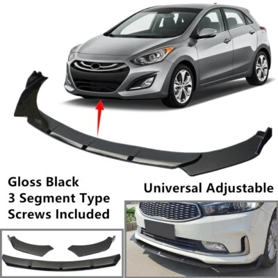 Fit For Hyundai Elantra GT 13-17 Front Bumper Lip Spoiler Universal 3 Segment Foto 1 de 4