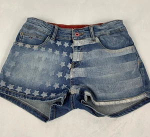 Tommy Hilfiger Jean Shorts Girls Sz 14 Adjustable Waist Flag - Picture 1 of 7