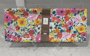 Set 2 BRIGHT FLORAL Melamine Large 19x8 Serving Tray Platter Plate Rachel Ashwel - Picture 1 of 8