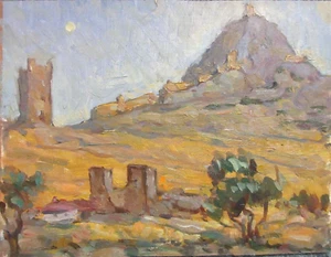 antico dipinto olio russo firmato BASCHENKO - Foto 1 di 9