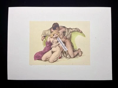 Erotischer Kunstdruck von Suzanne Ballivet  „Wank him“ von 1950 masturbate Act - Bild 1 von 2