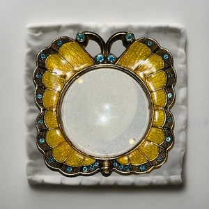 Vintage Jeweled Brass Enameled Yellow Butterfly Magnifying Glass - Picture 1 of 2
