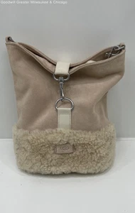 UGG Pink Suede Shearling Trim Crossbody Purse - Picture 1 of 8