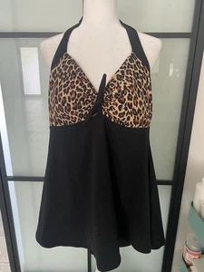 Cocoship Swim Dress Women's Size 14 Leopard Print Removable Padding 1 Piece - Picture 1 of 5