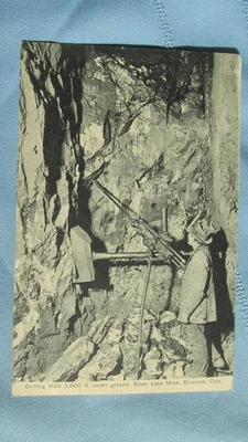 Taladro de roca de vapor con pistón de minería subterránea Silver Lake Colorado 1909 foto real Foto 1 de 4