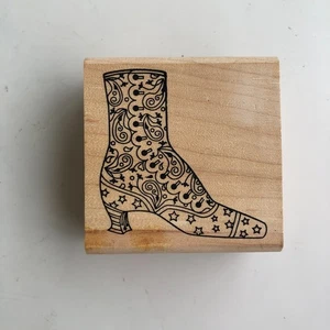 Bota victoriana de bruja caprichosa de colección - sello de madera y goma - Imagen 1 de 13