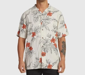 Camisa tejida RVCA DIBUJADA A MANO S/S para hombre - hueso - mediana - nueva con etiquetas - Imagen 1 de 4