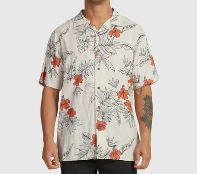 Camisa tejida RVCA DIBUJADA A MANO S/S para hombre - hueso - mediana - nueva con etiquetas Foto 1 de 4