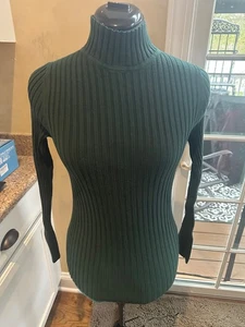 Ann Taylor LOFT Women's Ribbed Mock Neck Long Sleeve Sweater Green Size M NWOT - Picture 1 of 2
