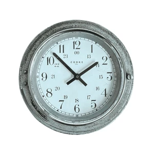 Vintage Nautical Aluminum Clock - COOKE HULL Dial with 12/24 Hour Format - Picture 1 of 7