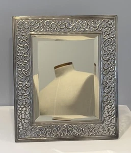 Pierced Metal Filigree Scroll Design Framed Beveled 9"x7" Mirror For Tabletop - Picture 1 of 15