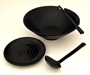 Melamin Ware schwarz Ramen Schale sm. Teller Schöpfkelle Löffel Stäbchen Miso Udon Schale - Bild 1 von 18
