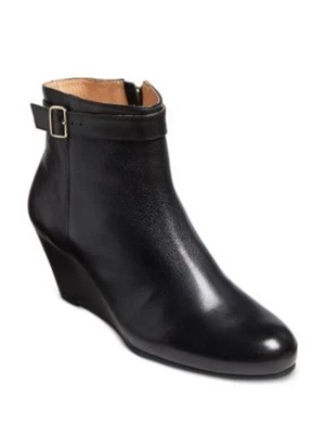 JACK ROGERS Womens Black Buckled Willa Almond Toe Wedge Leather Booties 7.5 M - Image 1 of 4