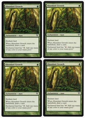 Abundant Growth x4 4x 2012 Avacyn Restored PLAYSET Green Enchantment MTG NM AZ1 - Image 1 of 2
