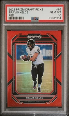 Travis Kelce 2023 Panini Prizm Draft Picks Red 267/299 PSA 10 Gem Mint Pop 1 - Image 1 of 2