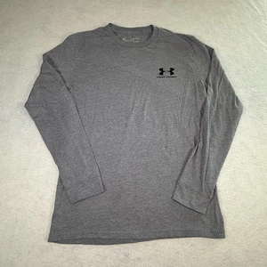 Under Armour Shirt HeatGear Mens Small Gray Heathered Active Long Sleeve - Picture 1 of 6