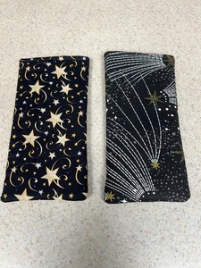 Sunglass / Eyeglass Fabric Cases  2 Different Star Patterns on Black - Free Ship - Picture 1 of 1