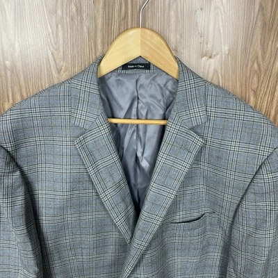Pronto Uomo Platinum Blazer Jacket Mens 50R Gray Multicolor Check Double Vented - Image 1 of 4