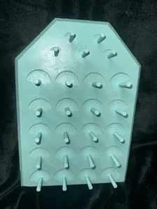 Vintage Wood Thread Spool Holder 25 Peg Wall Rack Teal Blue Green Turquoise - Picture 1 of 13