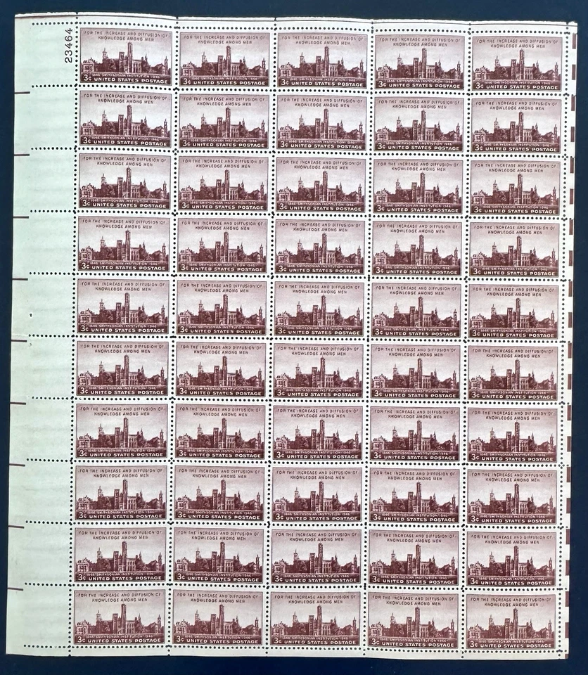 SoCo Stamps US Scott #943 Smithsonian Institution 100th Anniversary Sheet MNH - Image 1 of 2