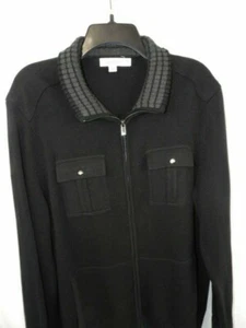 Calvin Klein Men's Black Full Zip Front Cotton Knit Sweater Size Large - Picture 1 of 8