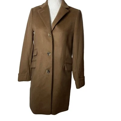 Trench coat Lauren Ralph Lauren para mujer talla 2 marrón mezcla de lana camel nuevo largo Foto 1 de 4