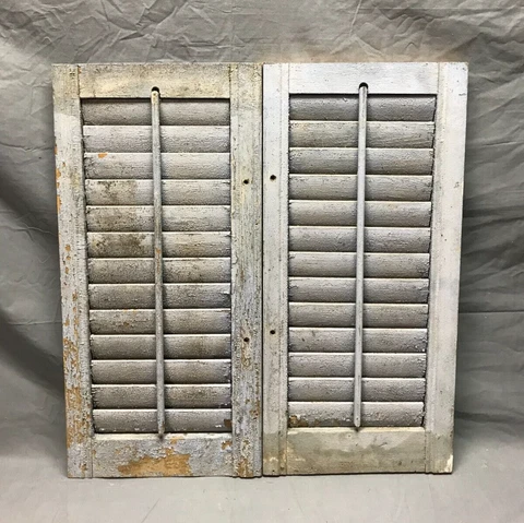 Pair VTG Shabby Slate Gray Antique House Wood Window Shutters 13x26 Old 250-23B Cover