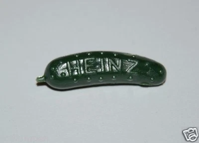 WOW Vintage Mid Century HEINZ Green Pickle Lapel Pin RARE - Image 1 of 4