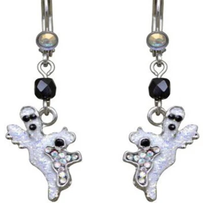 Pendientes Kirks Folly Ghost Boo Petite Halloween con cierre de palanca ST Follydusted Foto 1 de 3