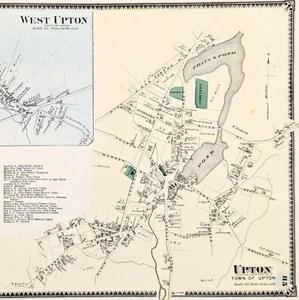 1870 UPTON Township Plat Map WORCESTER County Massachusetts (14x11) ORIGINAL - Picture 1 of 4