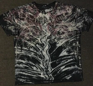 Vtg Affliction AOP Shirt XXL Emo Biker Flame Tapout Goth Grunge Skate Y2K Jnco - Picture 1 of 8