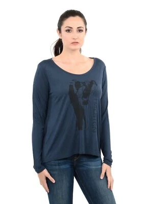 Top HALSTON Heritage Talla M Estampado de Bocetos Modal Largo Manga Larga, Negro Pizarra Medianoche Nuevo con Etiquetas Foto 1 de 4